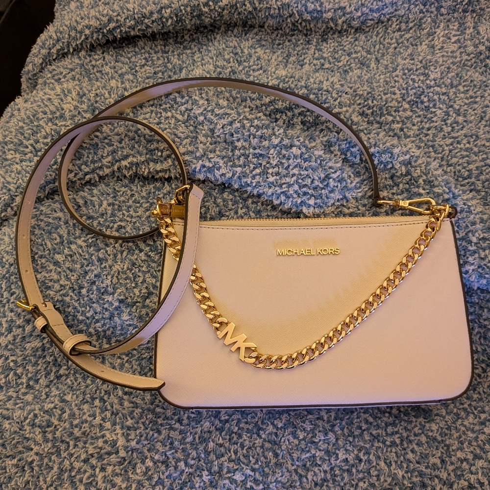 EUC Michael Kors Cream And Gold Shoulder and Crossbody Bag